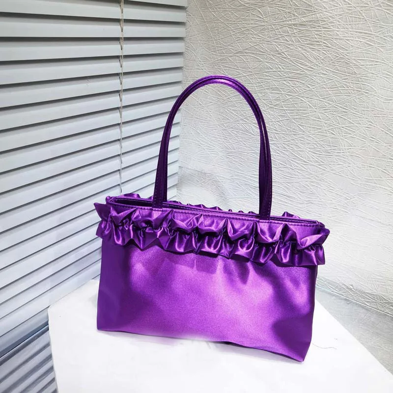 

Female Silk Satin Evening Prom Purse Handbag Fashion Wrinkle Women Shoulder Bag Luxury Tote