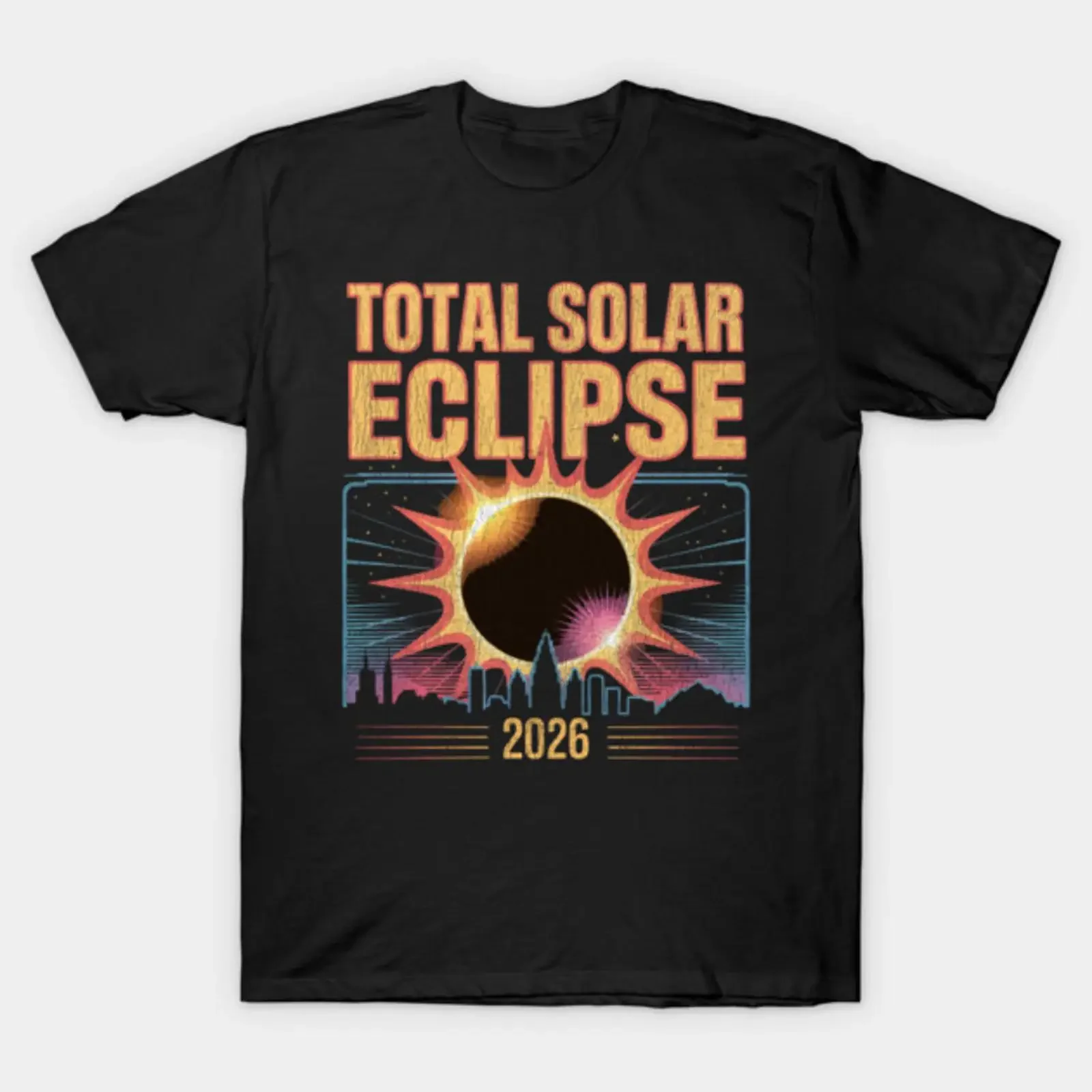 Total Solar Eclipse 2026 T Shirt vintage Washed Soft streetwear Stylish Top For Everyday Wear Breathable Unisex Comfortable