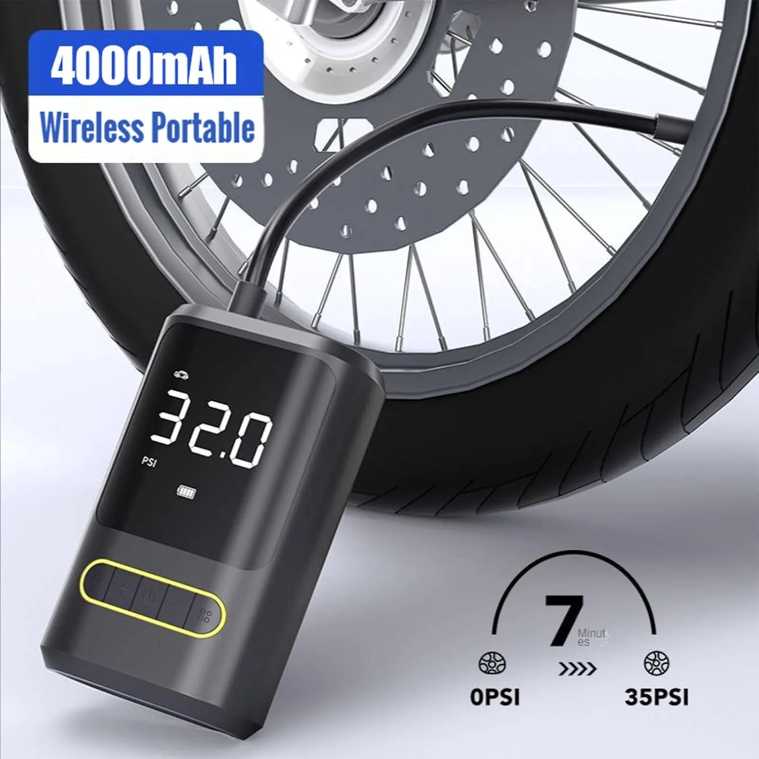 Wireless Portable Car Tyre Inflator Digital Display Pump Air Compressor for Car Motorcycle Bicycle Balls With LED Light