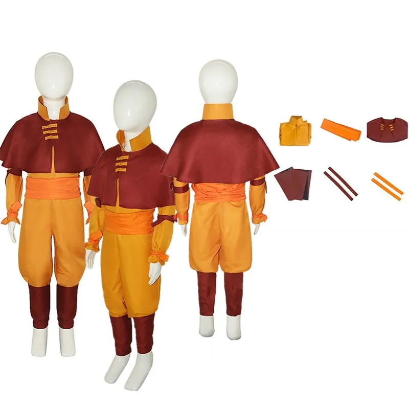 

Aang Cosplay Kids Avatar Disguise Costume Anime Last Airbender Children Role Play Fantasia Outfits Halloween Carnival Party Suit