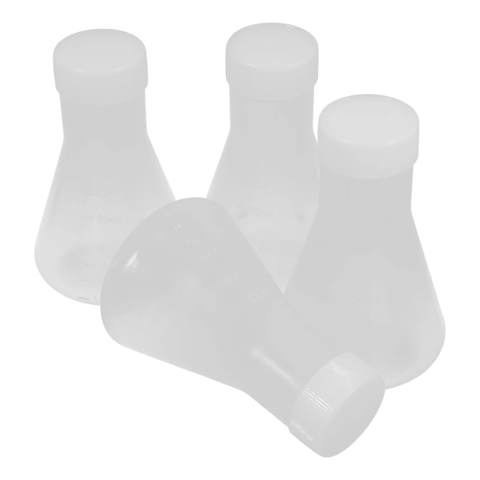 4 Stuks Brede Mond Plastic Erlenmeyer Deksel Duurzaam Conische Container Chemie Experiment Opslag Plastic Erlenmeyer