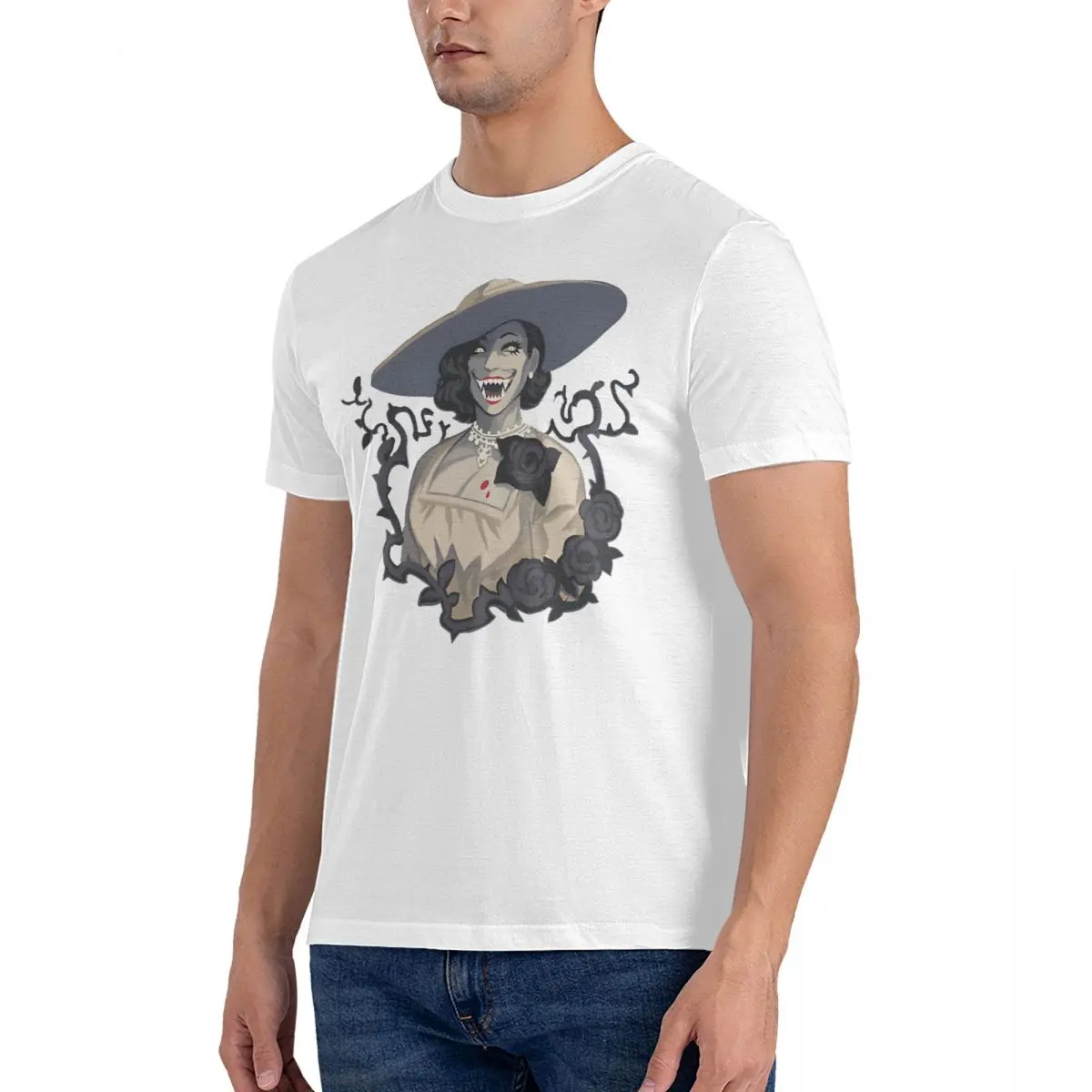 Survival Horror Catalysts Outbreak Village For Fans Vintage Pure Cotton Tee Shirt Short Sleeve Alcina Dimitrescu T Shirt