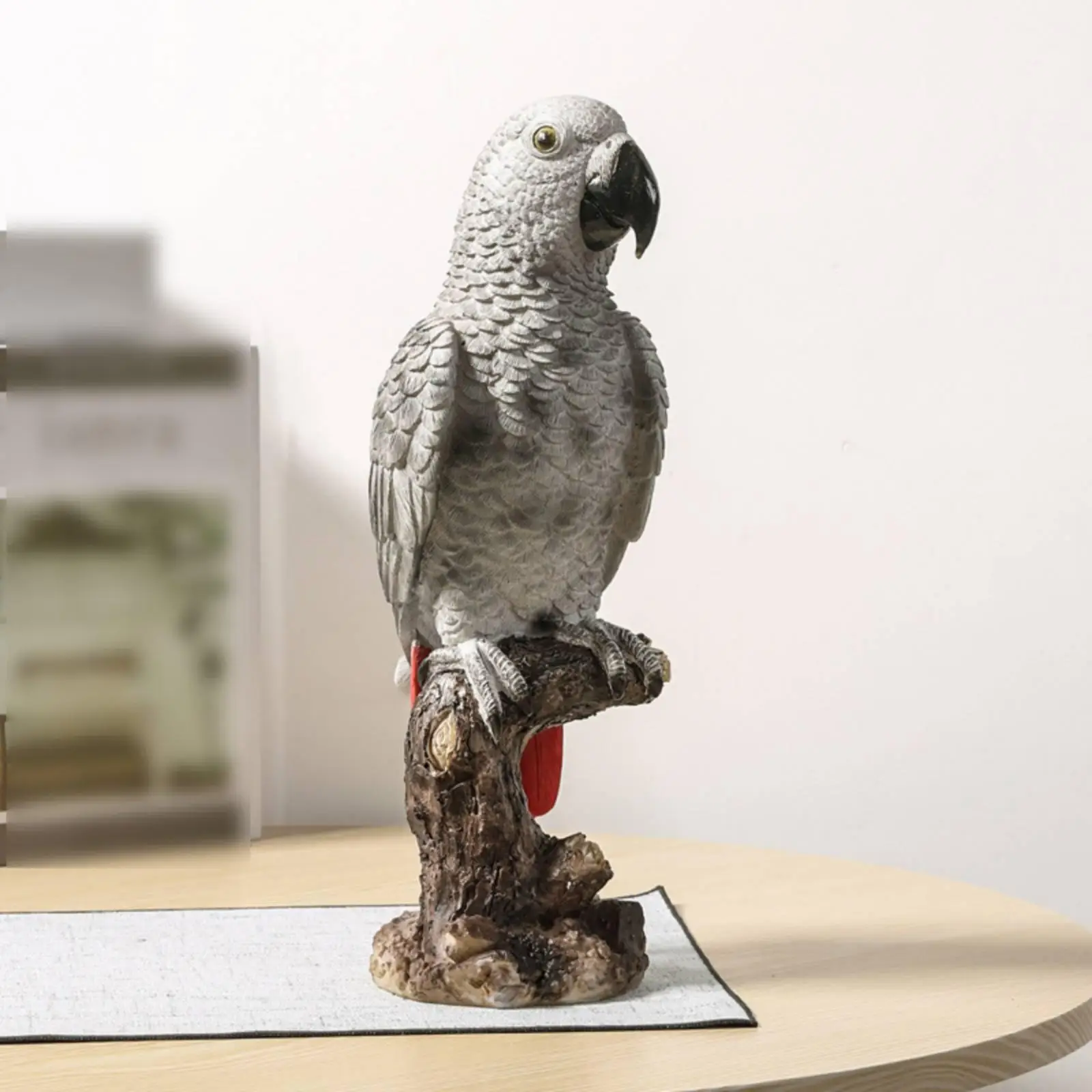 Realistic Resin Bird Sculpture Parrot Decor Miniature Animal Figure for House Ornament and Shelf Display