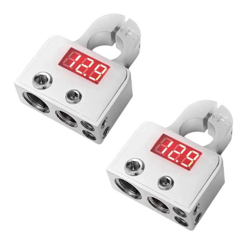 

2X 12V-24V Car Battery Terminal Connectors Strong Versatility 0 4 8 Gauge AWG Battery Clamp Positive