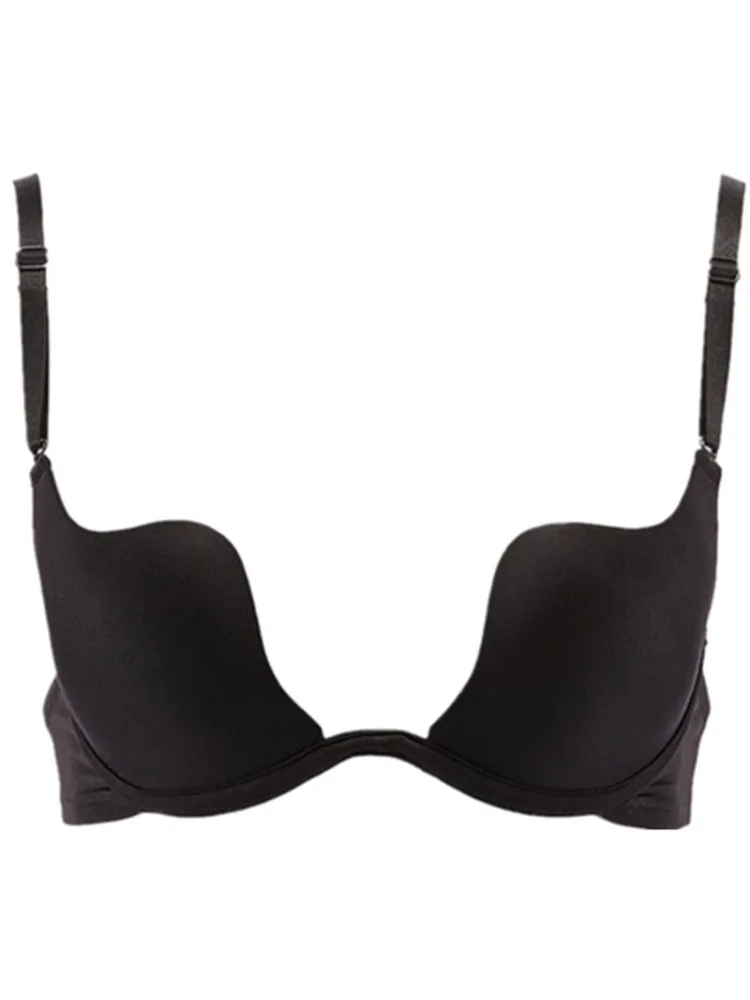 Push-up-BH mit U-Rücken – rückenfreies, tiefes U-Bralette, rutschfeste, verdickte Träger, glattes, unsichtbares Design, Unterstützung für Kleider mit großer Brust