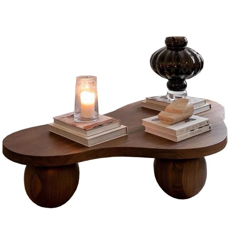 

Medieval black walnut coffee table small apartment Nordic retro tea table log special-shaped small tea table short