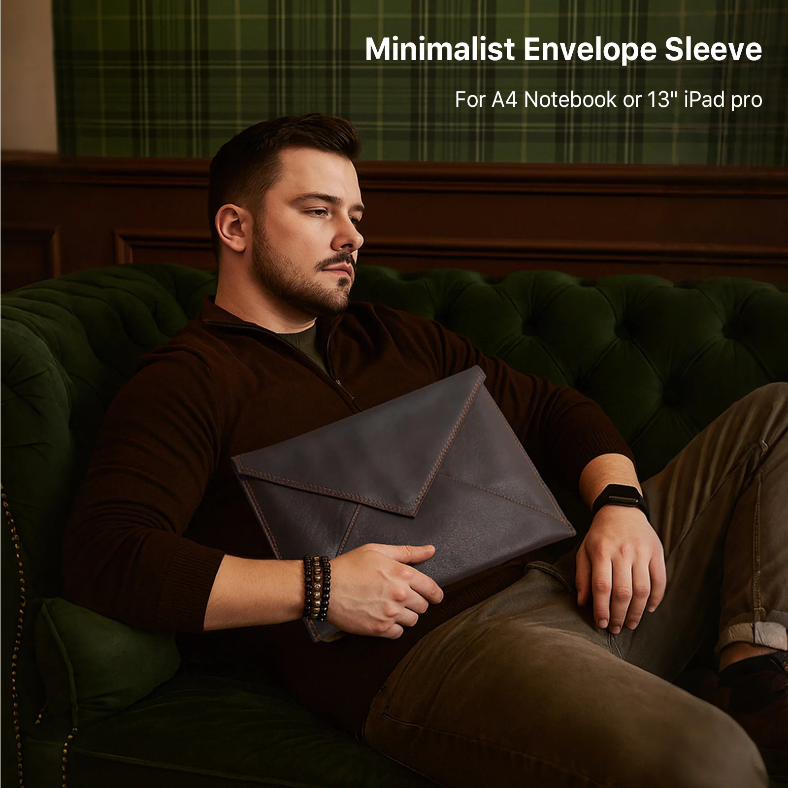 CONTACTS FAMILY Funda de cuero genuino para ordenador portátil para Apple Macbook Air Pro 13 M4 M3 M2 M1 funda de transporte A4 funda para portátil