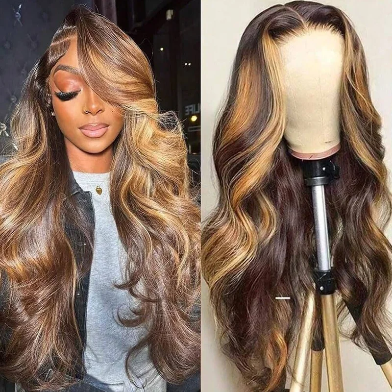 

Highlight Wig 100% Human Hair 13x4 Hd Lace Frontal Wig 13x6 Honey Blonde Body Wave Lace Glueless Front Wigs For Woman Brazilian