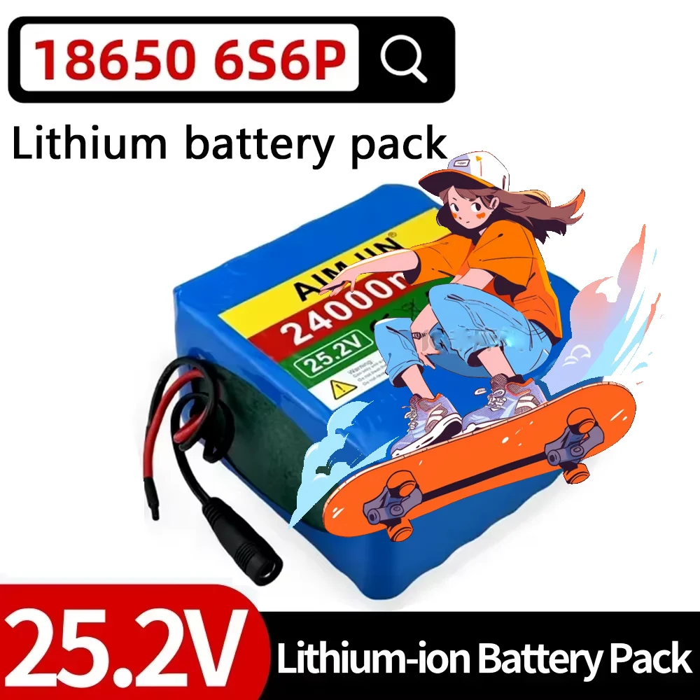 

6S6P Battery 2026 New For Electric Bicycles and Scooters 25.2V 24000mAh Large Capacity Lithium Battery Pack 18650