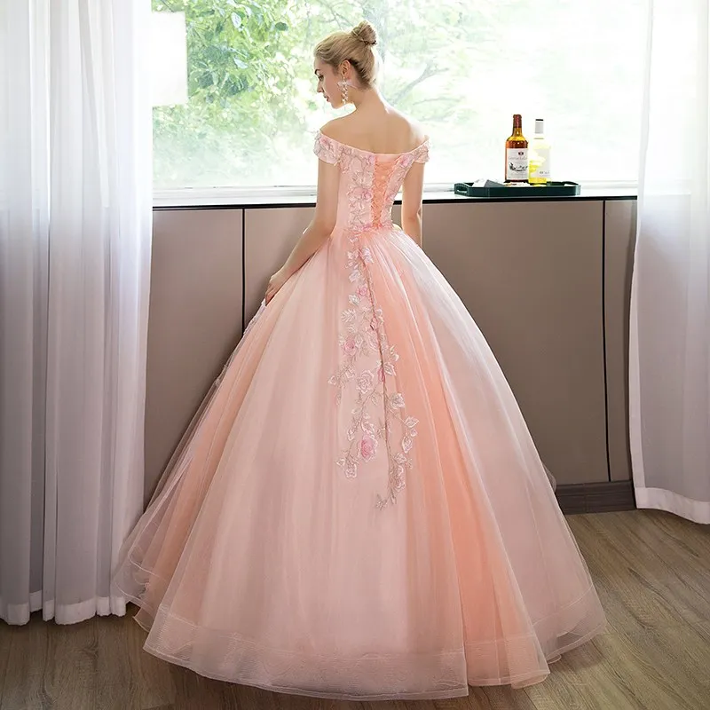 2024 Neue Quinceanera-Kleider, ärmellos, schulterfrei, Ballkleid, rosa Applikation, Prinzessin, Vestidos, Anos, Quinceanera, individuell