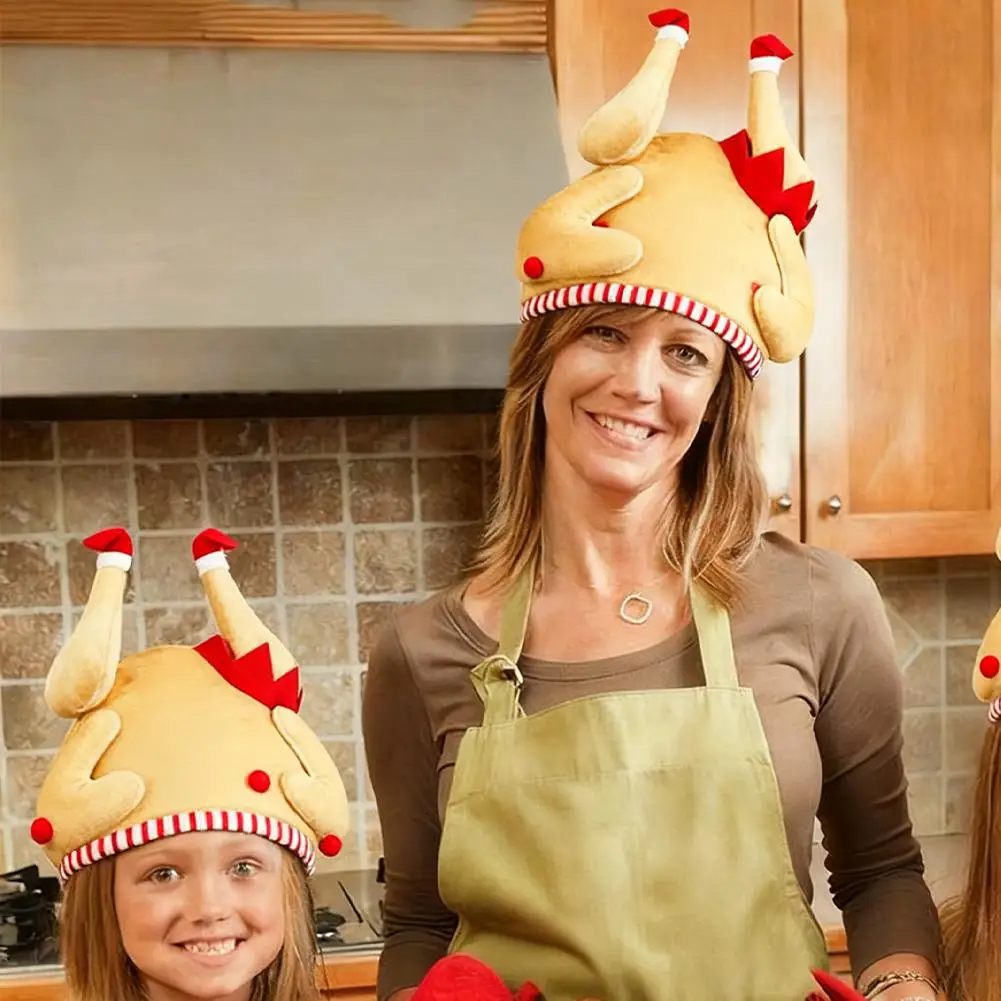 Funny Roasted Turkey Hat Thanksgiving Turkey Drumstick Hat Creative For Dressing Props Cosplay Holiday Atmosphere Dress Up Gift