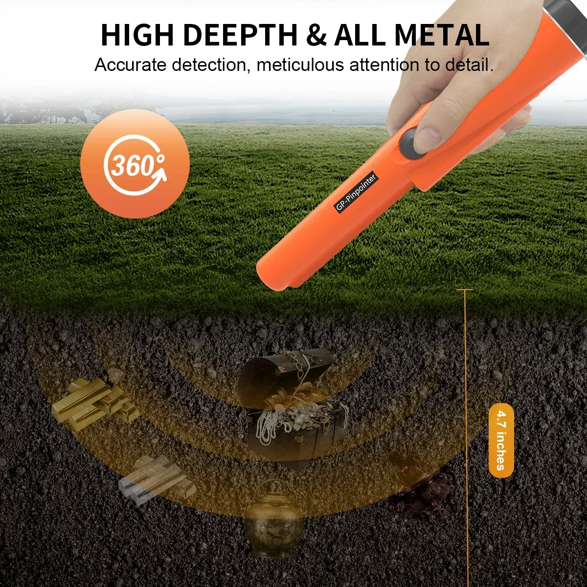 Treasure Hunter  Positioning Rod Handheld Metal Detector GP Pointer Handheld Waterproof High Sensitivity Security Detector