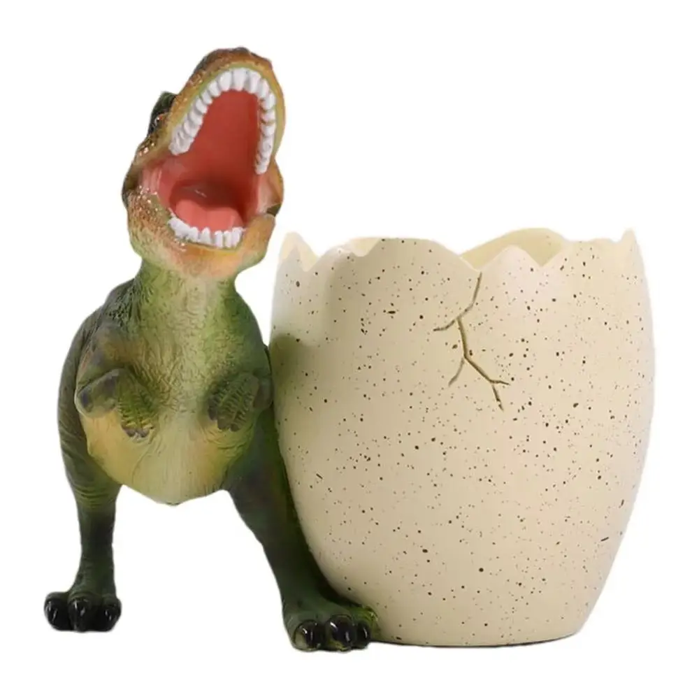 Egg Shape Dinosaur Egg Pencil Holder Stationery Large Capacity Tyrannosaurus Pen Holder Resin Cartoon Dinosaur Desk Organizers
