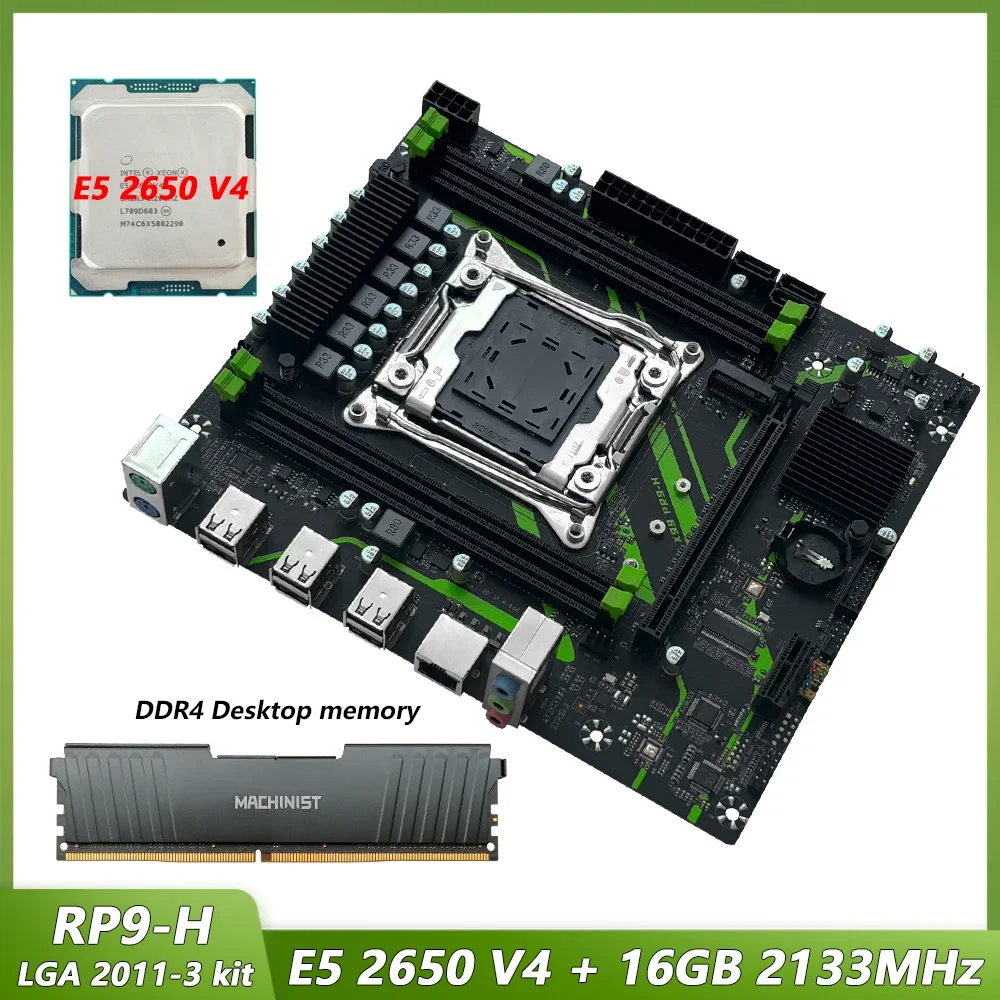 MACHINIST X99 PR9-H Motherboard Set Kit LGA 2011-3 Xeon E5 2650 V4 CPU Processor + 16GB DDR4 ECC RAM Memory SSD NVME M.2 usb