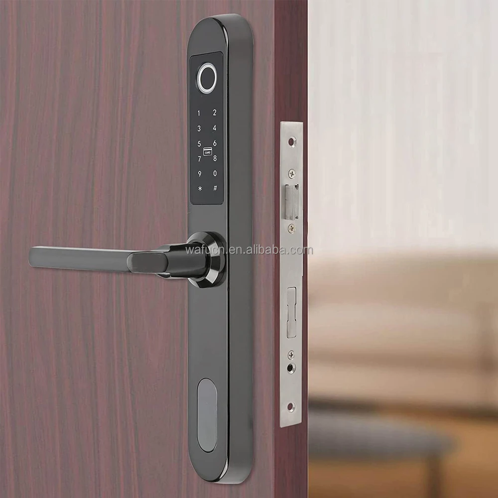 

Умный замок для входной стеклянной двери WAFU без ключа с разблокировкой ключа с паролем по отпечатку пальца/пульт дистанционного управления для облачного хранения Wi-Fi