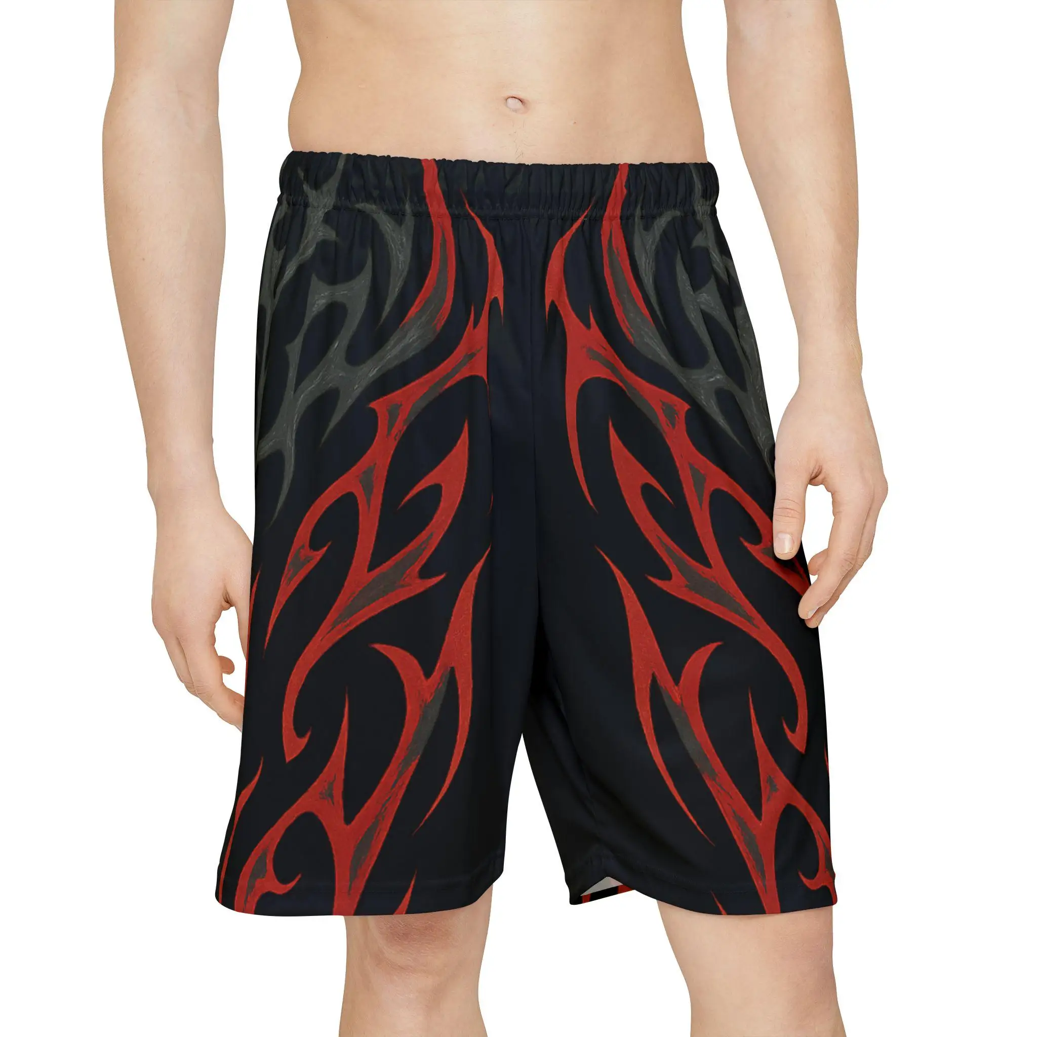 

Summer New Dark Thorn Flame Printed Men's and Women's Large Loose Breathable Speed Drying Beach Sports Shorts