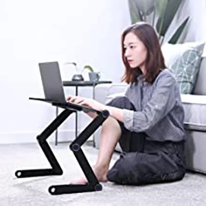 Klappbarer Bett-Tisch, leicht, kompakt, verstellbarer Computertisch für PC, tragbarer Tisch, Lesetisch für Ultrabook, Bücher, Zeitschriften und Frühstück, Schwarz – Detail 3