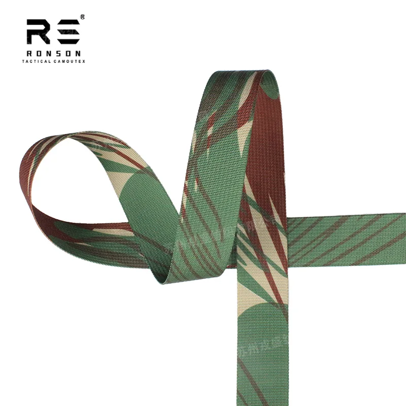 Wholesale Rhodesian Camouflage 25mm Polyester Webbing Strap Tactical Camouflage Webbing Tape for Bags and Backpacks Durable use