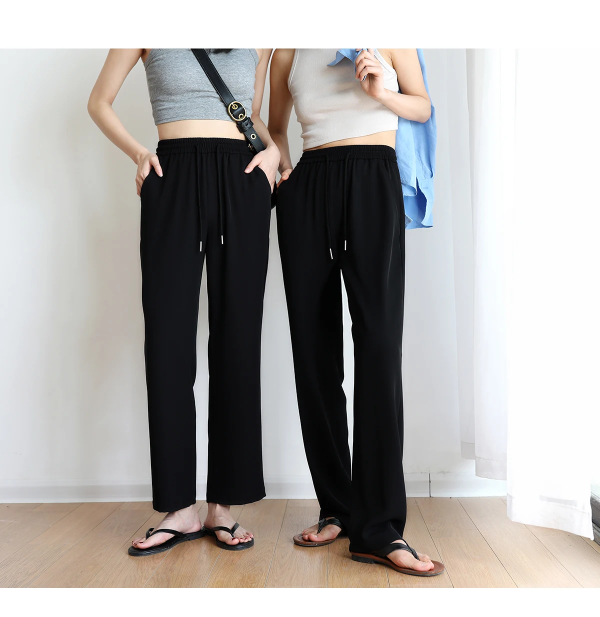 여성용 플러스 사이즈 스포츠 팬츠 여름용 루즈핏 아이스 실크 얇은 빠른 건조 러닝 자외선 차단 스트레이트 레그