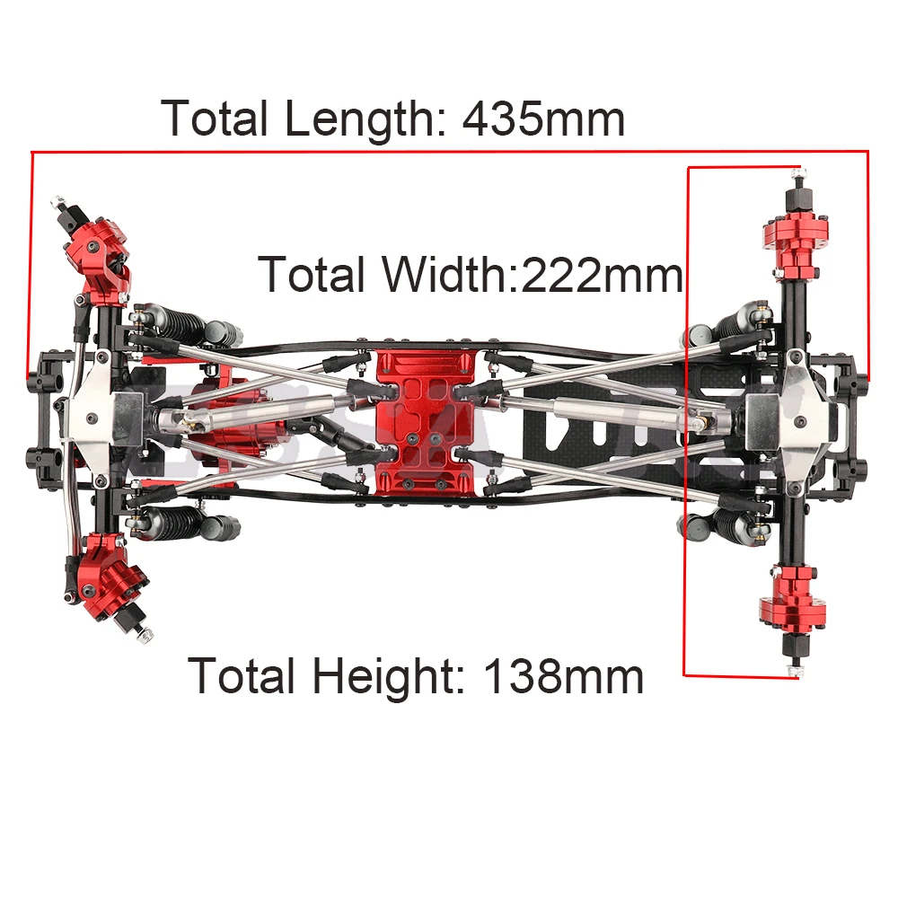 Telaio telaio interamente in metallo per il 1/10 SCX10 II RC modello di auto simulazione arrampicata aggiornamento Kit Refit per auto parti di