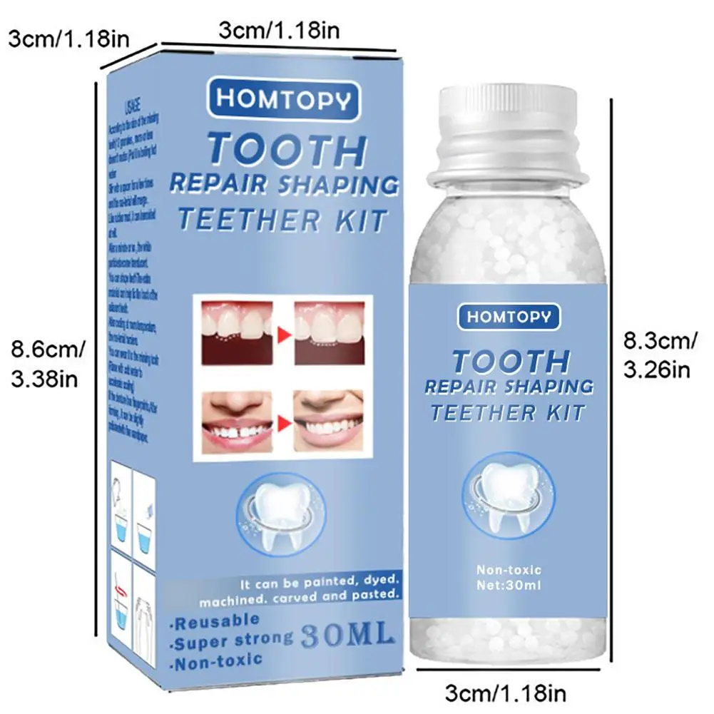 Teeth Repair Glue 30ml for Fixing The Missing and Broken Tooth Replacements Temporary Moldable False Teeth Dental Repair Kit