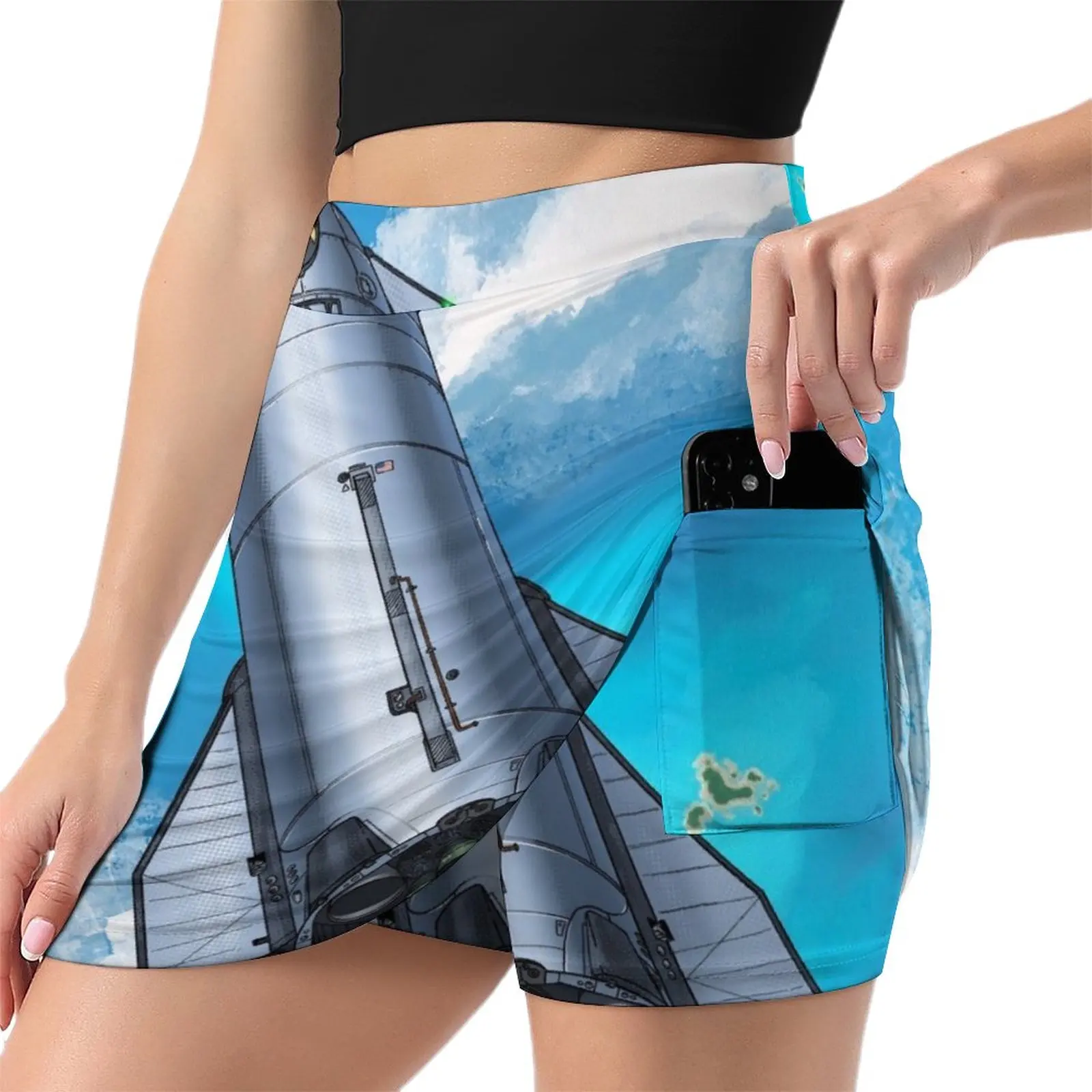 Starship in low-earth orbit Light Proof Trouser Skirt kpop rave outfits for women skirts for womans Woman short skirt