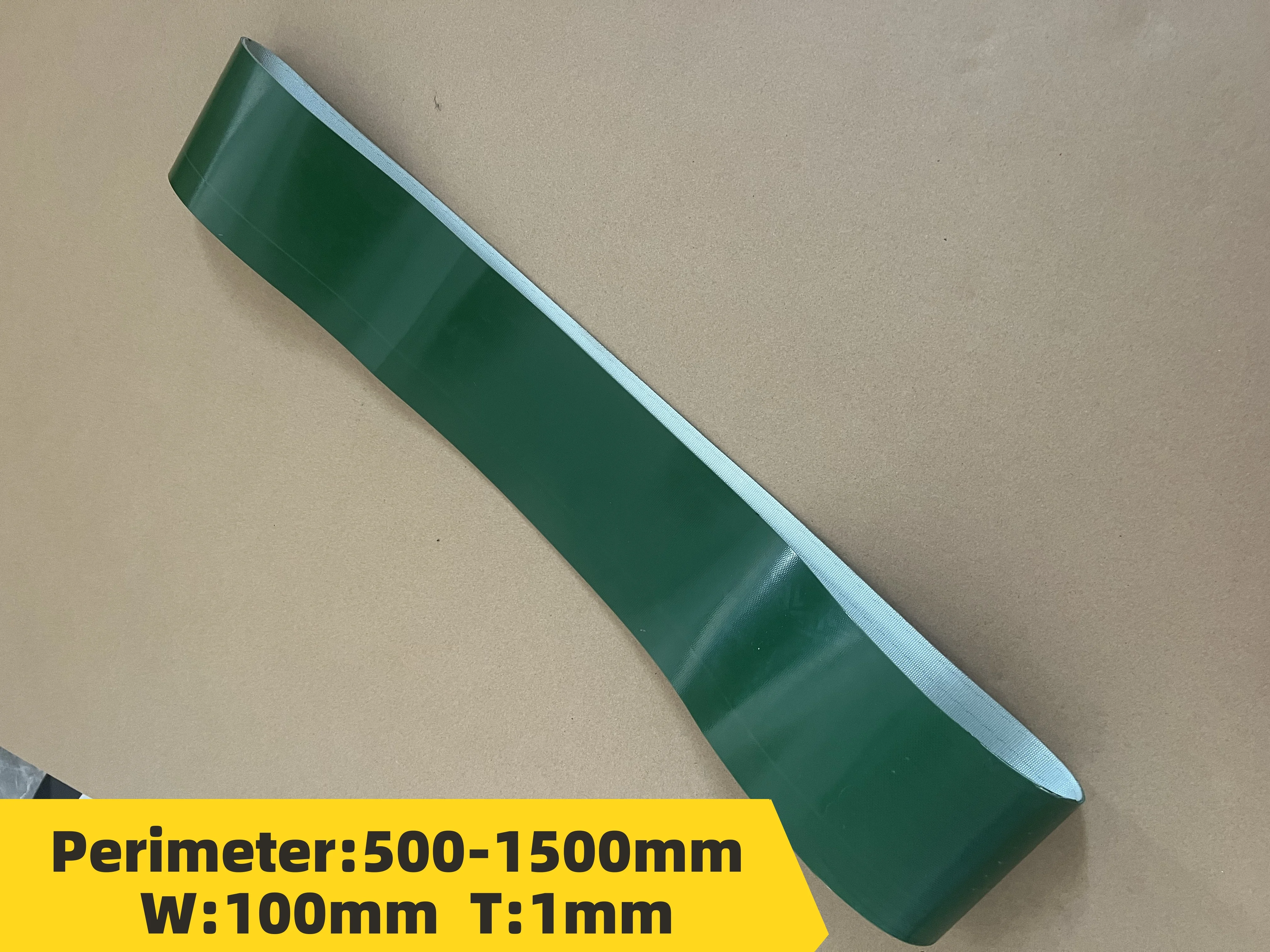 Perimeter:500-1500mm width:100mm  1mm  Green PVC Conveyor Blet Industial Flat Belt