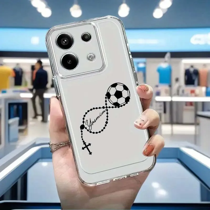 Etui na telefon z kreatywnym wzorem piłki nożnej dla Xiaomi Redmi Note 8 8T 9 9T 11E 12 13 14 Pro Plus Turbo 5G, modne, przezroczyste, z TPU