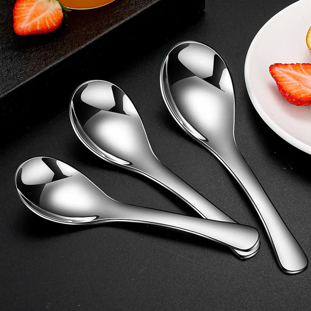 

4pcs Stainless Steel Soup Spoons Asian Chinese Korean Japanese Rice Porridge Scoop For Ramen Pho Noodles Dumplings Cereal