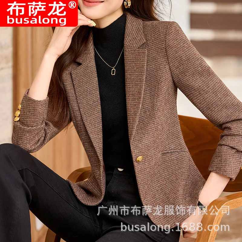 

2025Новый стильный модный костюм, повседневный женский профессиональный пиджак с длинными рукавами, официальная женская одинарная куртка, рабочая одежда1902