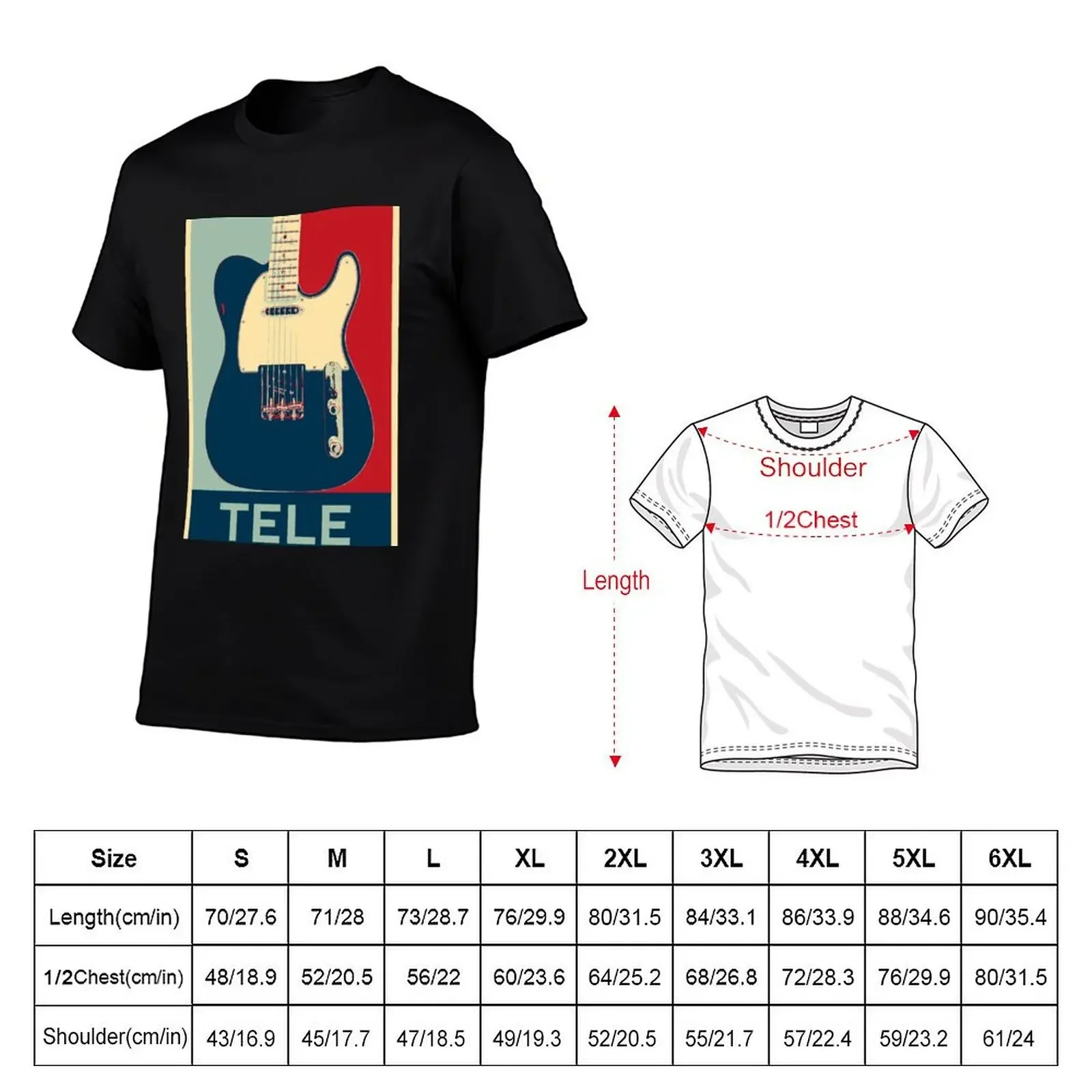 Telecaster electric guitar in poster style T-Shirt vintage anime shirt graphic shirts fruit of the loom mens t shirts