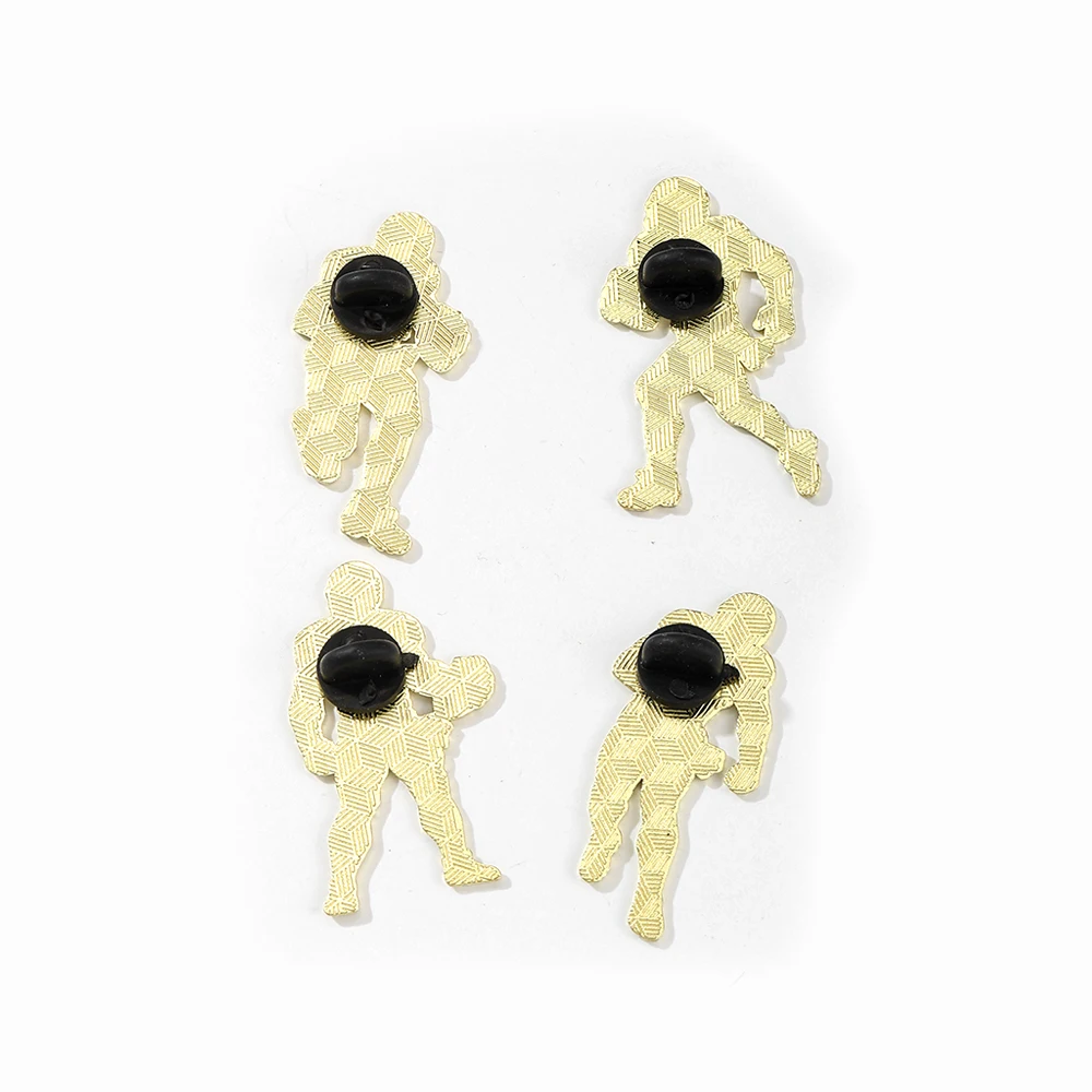 4Pcs American Football Player Ename Pins Set for Boys Cool Sports Character Lapel Brooches Collectible Gifts for Backpacks view 5