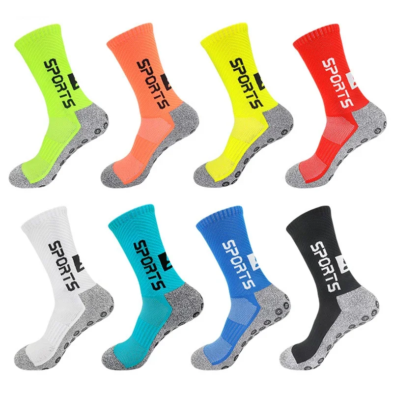 Mid Tube Non Slip Football Socks Adults Men Breathable Towel Bottom Anti Slip Soccer Antibacterial Deodorant Grips Sports Sock