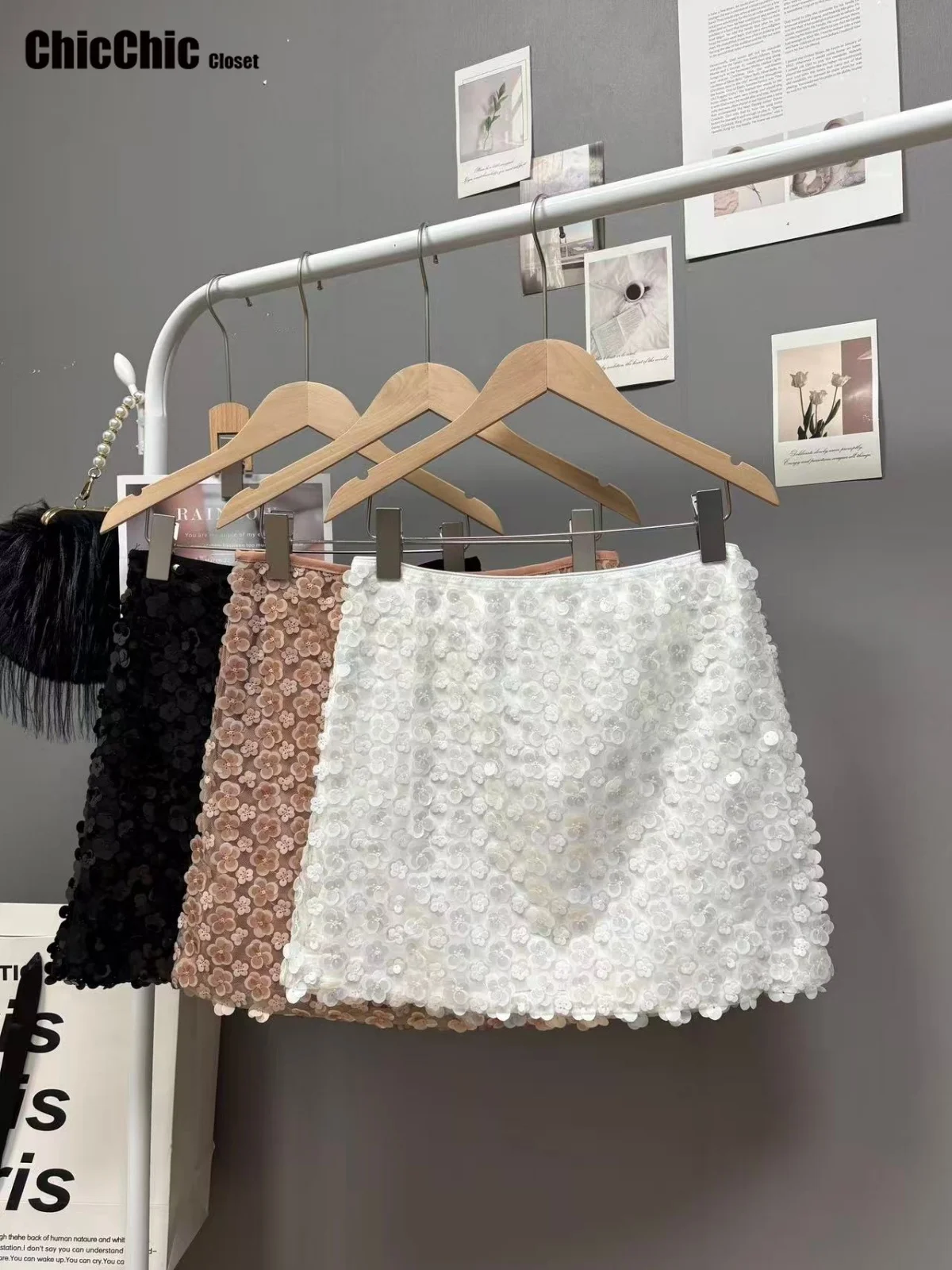 تنورة قصيرة مثيرة بالترتر للسيدات موضة الحفلات حزمة الورك النحيفة تنانير قصيرة للسيدات لخريف 2025 تنورة نسائية لامعة باللون الوردي #2