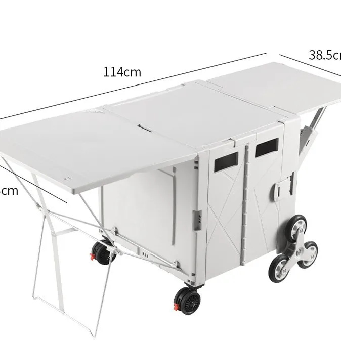 

Folding stand camper table Stall large camping box Trolley cart plastic special