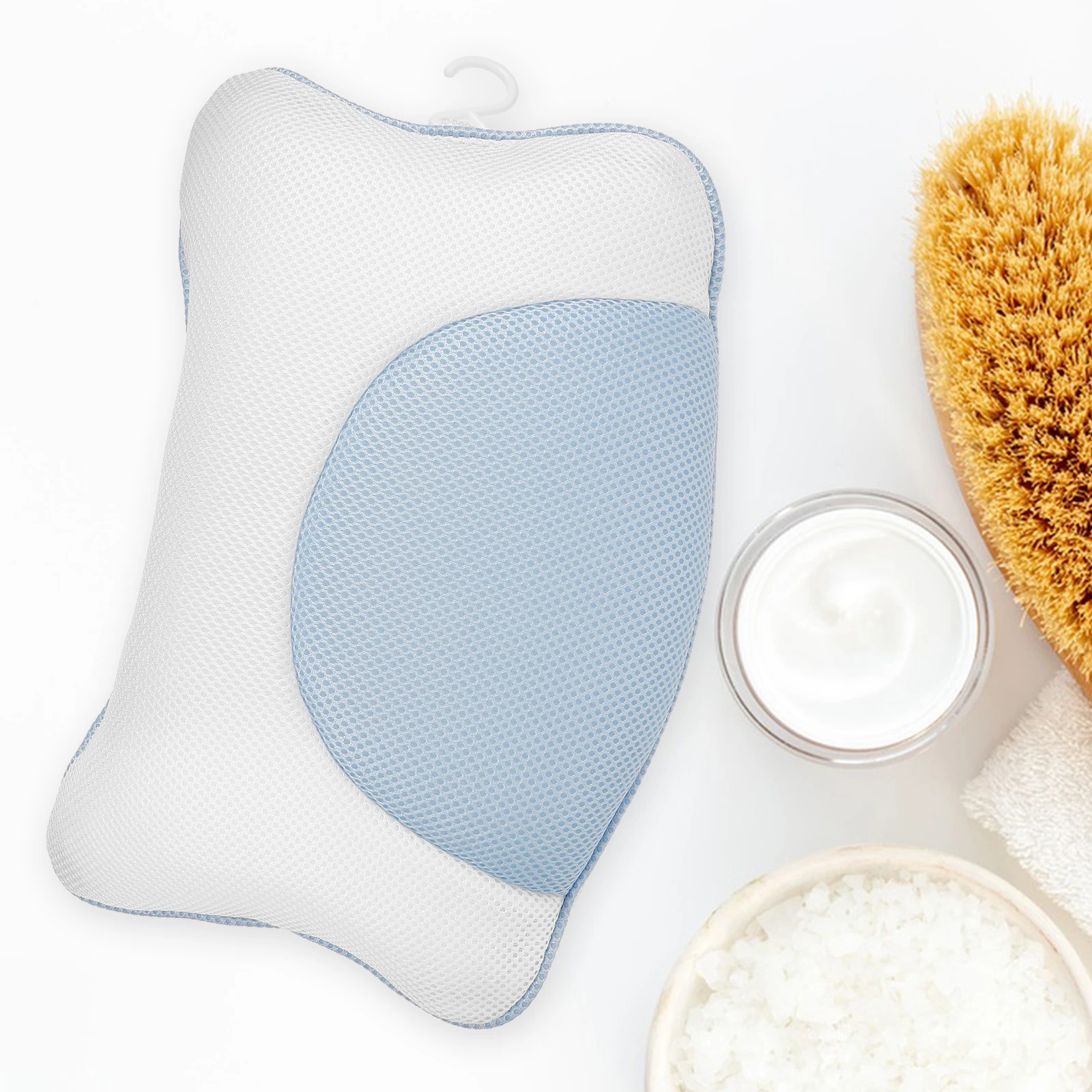 

Tub Neck Pillow Lightweight Portable Bath Headrest for Bathtub Spa Travel Use Easy Install Remove Bath Pillow with Suction Cup