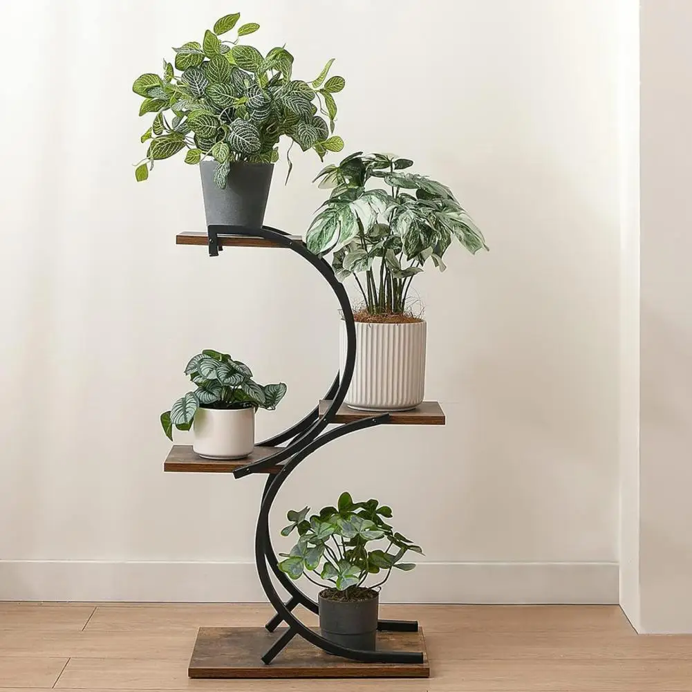 Plant Pot Stand Tiered Plant Stand with Strong Load-bearing Capacity Smooth Edge Design Anti-rust Coating Flower Pot for Potted