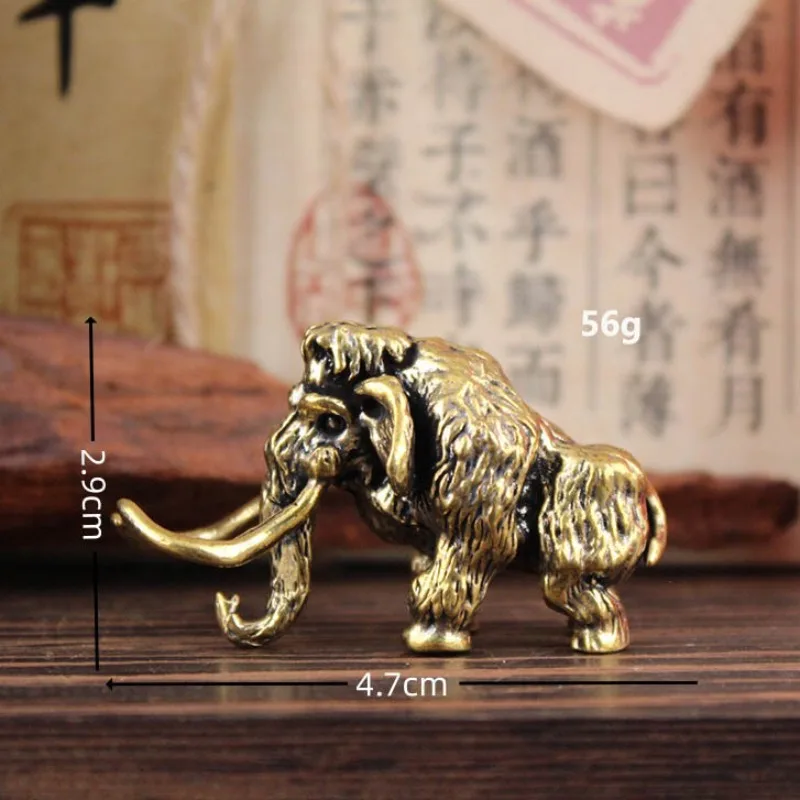 1 PC Antique Brass Mammoth Sculpture Distressed Finish Home Desk Tea Pet Bronze Artifact Ornament Decoration Handcraft Figurines