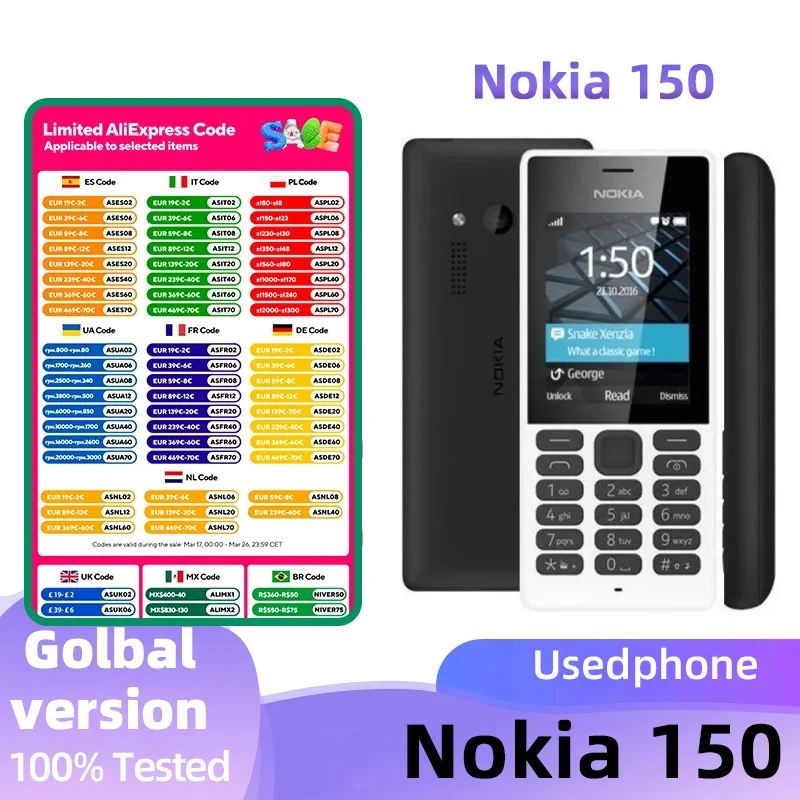 Nokia 150 4g Phone Battery capacity 1020mAh original used phone