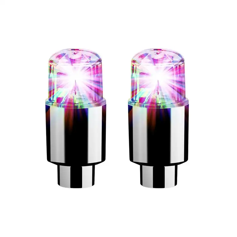 2pcs Waterproof Car Wheel LED Flash Lights Tire Nozzle Valve Caps Car Hub Ambient Light Universal Dustproof Bicycle Valve Cover