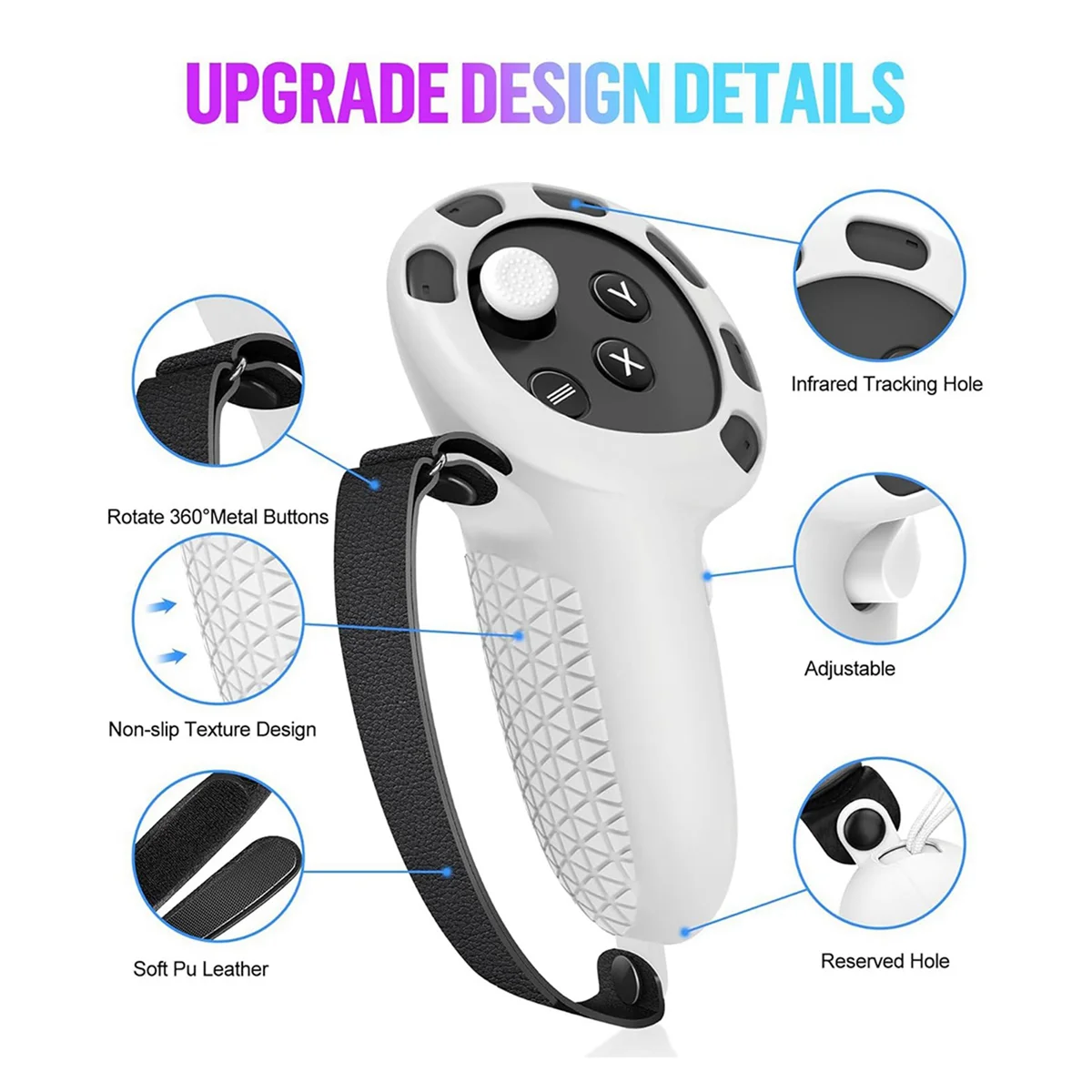 ABGN 4X لـ Meta Quest 3 غطاء حماية مقبض وحدة التحكم، غطاء سماعة الرأس الأمامي وغطاء الوجه، أبيض