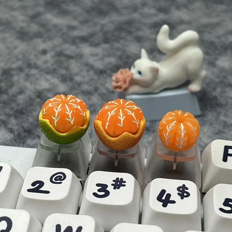 Corte de fruta laranja tampa chave transparente criativo personalizado 3d diy eixo cruz teclado mecânico r4 esc chave boné