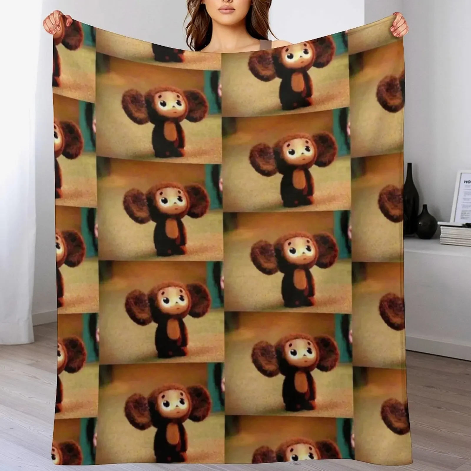 

Cheburashka Throw Blanket Sofas Bed covers Flannel Fabric Cute Blankets