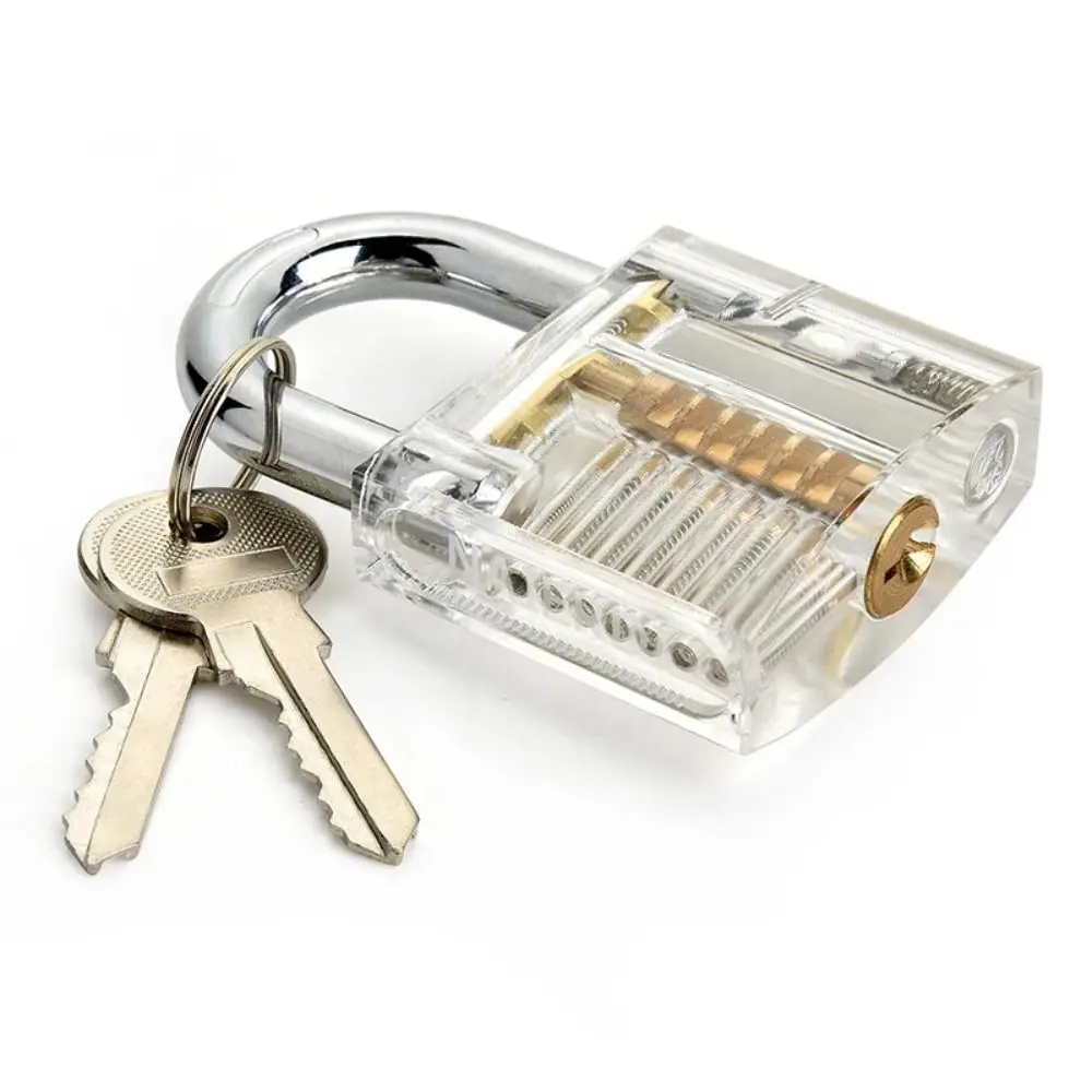 Candado de bloqueo transparente con núcleo de cerradura de plástico, cerradura a prueba de selección, artesanías, cerradura ensamblada manualmente, cabezal de bloqueo grande con llave DIY