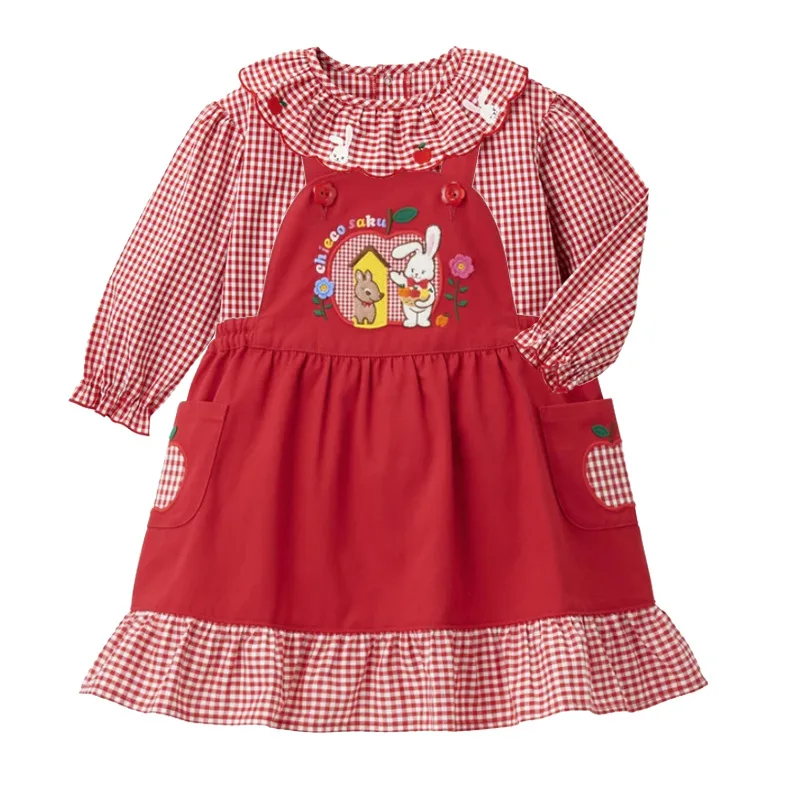 Japanese Girls Dress Cartoon Rabbit  Strap Dresses Vestido  Skirts Vestidos Cortos Robe Princesse Fille Baby Girl Clothes Robes