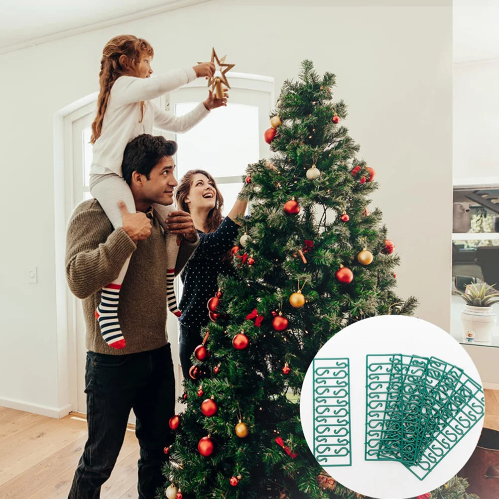 

100pcs Christmas Hooks Decorative Xmas Tree Accessories Plastic Hanging Hooks Wreath Stocking Holiday Supplies Bright