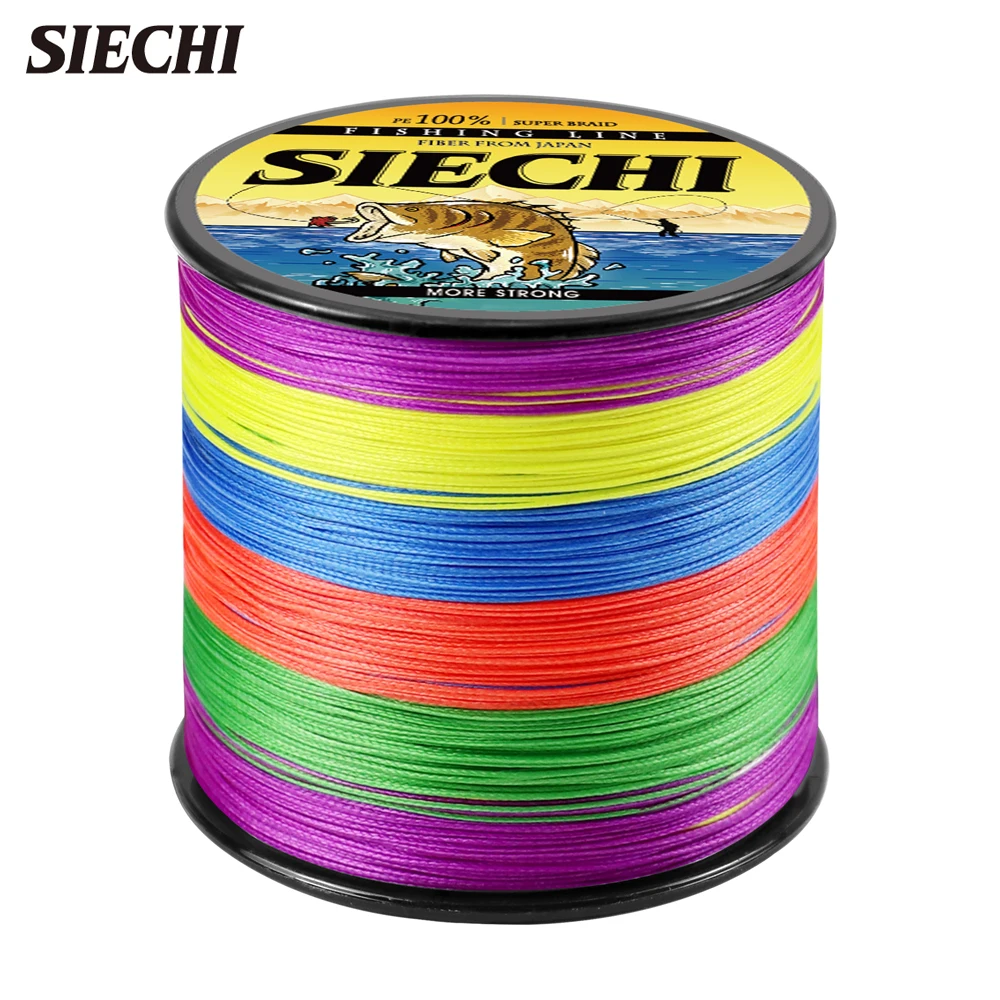 SIECHI X4 Starke 300 M 500 M 1000 M 4 Stränge Geflochtene PE Angelschnur Multifilament Geflecht Draht 12LB 20LB 30LB 43LB 65LB 83LB