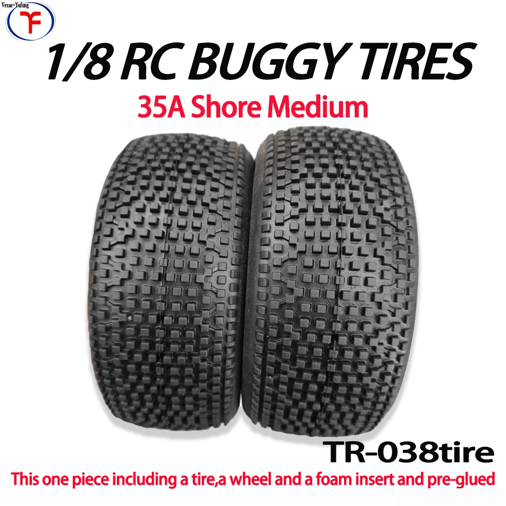 

Yufung RC 1/8TH BUGGY TIRES 038 MODEL PRE-MOUNTED 17mm Hex 35A Shore Medium For ARRMA Typhon Talion Traxxas Off-road racing