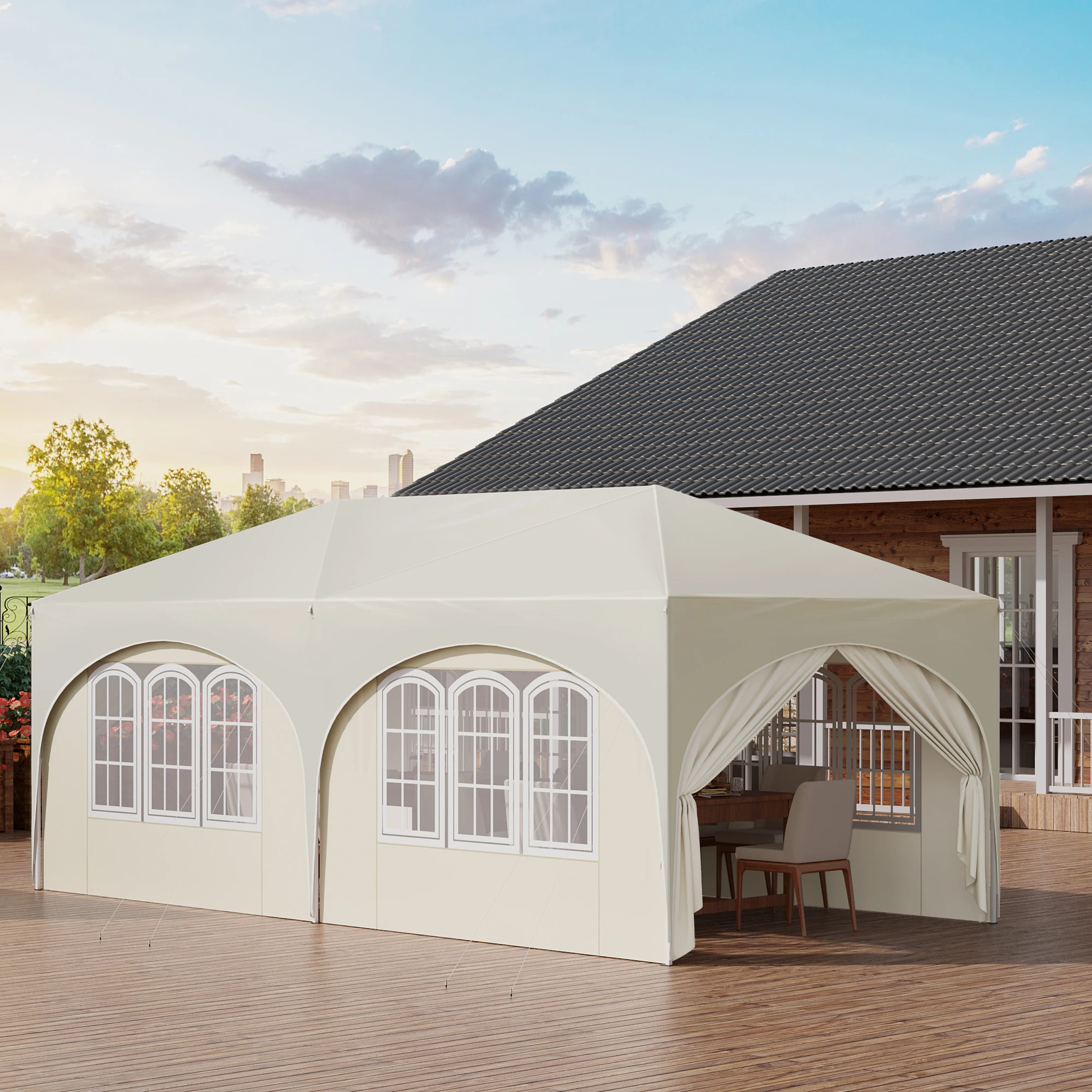 Gazebo plegable para jardín, toldo con 6 paredes laterales, altura ajustable, impermeable, protección UV, tienda de fiesta con bolsa de transporte,