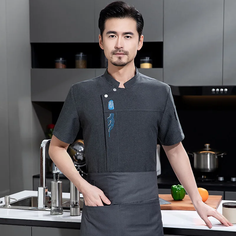 Uniforme de travail de Chef d'hôtel, manches courtes, Restaurant, boulangerie, pâtisserie, vêtements de travail de cuisine blancs, uniforme de Chef